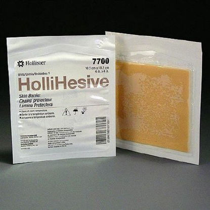 Picture of Skin Barrier Wafer Hollihesive™ Trim to Fit, Standard Wear Adhesive Without Tape Without Flange Universal System Hydrocolloid Without Opening 4 X 4 Inch7700