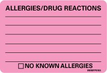 Picture of Pre-Printed Label Barkley® Allergy Alert Pink Allergies/Drug Reactions Black Alert Label 2 X 2-15/16 InchMV08FP8165