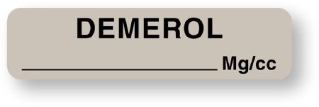 Picture of Drug Label UAL™ Anesthesia Label Demerol_mg/cc Gray 5/16 X 1-1/4 InchULAM107