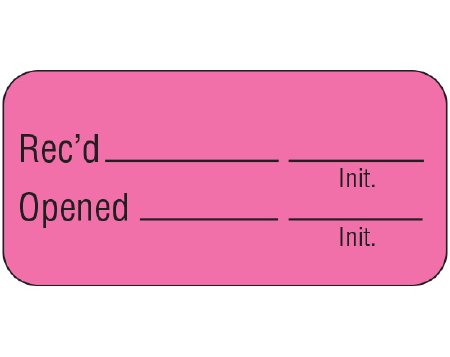 Picture of Pre-Printed Label Shamrock Communication Fill In Pink Vac Rec’d _____ _____ / Init. / Opened _____ _____ / Init. Black Quality Control Label 3/4 X 1-1/2 InchUPCR-3019