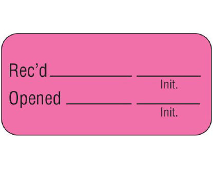 Picture of Pre-Printed Label Shamrock Communication Fill In Pink Vac Rec’d _____ _____ / Init. / Opened _____ _____ / Init. Black Quality Control Label 3/4 X 1-1/2 InchUPCR-3019