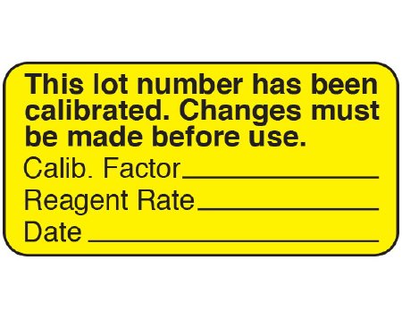 Picture of Pre-Printed Label Shamrock Instructional Label Yellow Litho Paper This lot number has been / calibrated. Changes must / be made before use. / Calib. Factor _____ … Black Quality Control Label 3/4 X 1-1/2 InchUPCR-3009