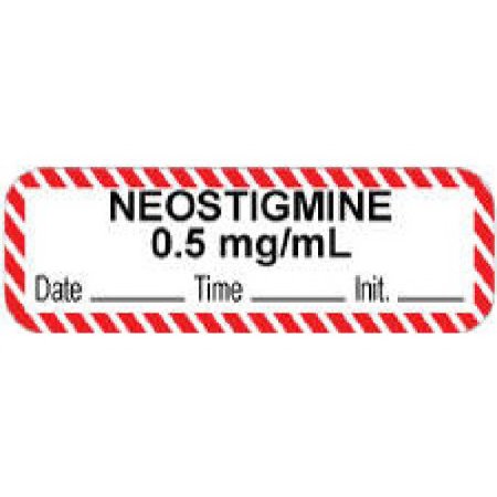 Picture of Drug Label PDC® Anesthesia Label Neostigmine 0.5 mg/mL Date_Time_Int._ White 1/2 X 1-1/2 Inch59726658