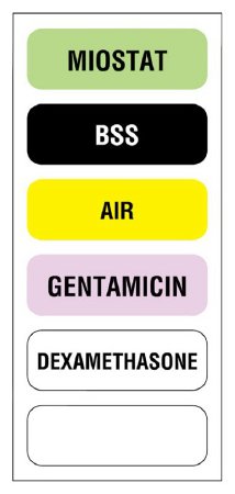 Picture of Pre-Printed Label UAL™ Anesthesia Label Multicolored Flexible Paper Miostat Bss Air Gentamicin Dexamethasone Black / White Medication Name 1/2 X 1-1/2 InchULAM894