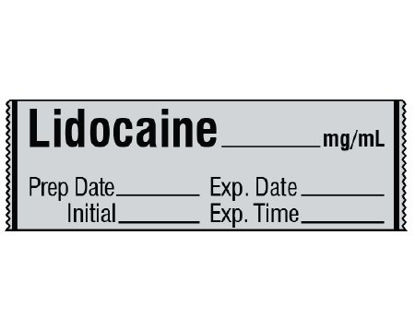 Picture of Drug Label Shamrock Anesthesia Label LIDOCAINE _____ mg / mL / Prep Date _____ Exp. Date _____ / Initial _____ Exp. Time _____ Gray 1/2 X 1 InchSA-300-EXP