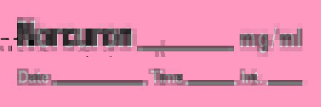 Picture of Drug Label Timemed Anesthesia Label Tape Norcuron_mg/mL Date_Time_Int_ Fluorescent Red 1/2 X 1-1/2 InchAN-150