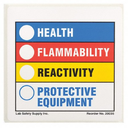 Picture of Pre-Printed Label Brady™ Safety Data White Paper Health Flammability Reactivity Protective Equipment Black Caution 3-7/8 X 3-7/8 Inch8AAR4