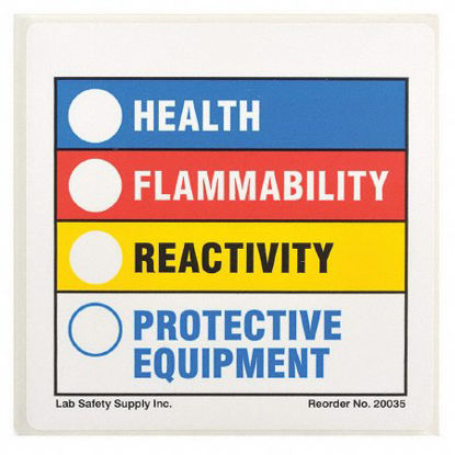 Picture of Pre-Printed Label Brady™ Safety Data White Paper Health Flammability Reactivity Protective Equipment Black Caution 3-7/8 X 3-7/8 Inch8AAR4