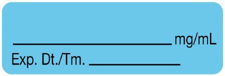 Picture of Pre-Printed / Write On Label Communication Fill In Light Blue Paper Blank _______mg/mL /Exp. Dt./Tm.____ Black Syringe Label 1/2 X 1-1/2 InchULAL600