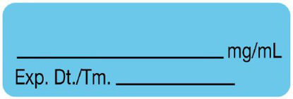 Picture of Pre-Printed / Write On Label Communication Fill In Light Blue Paper Blank _______mg/mL /Exp. Dt./Tm.____ Black Syringe Label 1/2 X 1-1/2 InchULAL600