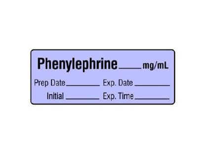 Picture of Drug Label Shamrock Anesthesia Label Phenylephrine_mg/mL Violet 1/2 X 1 InchSA-283-EXP-PRE