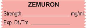 Picture of Drug Label UAL™ Anesthesia Label Tape Zemuron Strength_mg/mL Exp Dt Tm Fluorescent Red 1/2 X 1-1/2 InchULTJ110