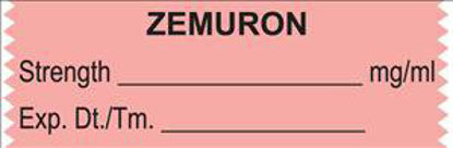 Picture of Drug Label UAL™ Anesthesia Label Tape Zemuron Strength_mg/mL Exp Dt Tm Fluorescent Red 1/2 X 1-1/2 InchULTJ110