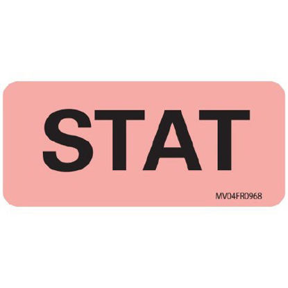 Picture of Pre-Printed Label MedVision® Advisory Label Red Paper Stat Black Alert Label 1 X 2-1/4 InchMV04FR0935