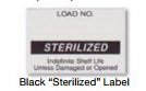 Picture of Pre-Printed Label Advisory Label Black Paper LOAD NO./STERILIZED/Indefinite Shelf Life/Unless Damaged or Opened Black Sterilization LabelUCL-010-K