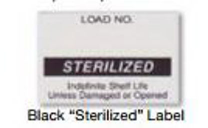 Picture of Pre-Printed Label Advisory Label Black Paper LOAD NO./STERILIZED/Indefinite Shelf Life/Unless Damaged or Opened Black Sterilization LabelUCL-010-K