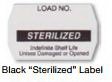 Picture of Pre-Printed Label Advisory Label Black Paper LOAD NO./STERILIZED/Indefinite Shelf Life/Unless Damaged or Opened Black Sterilization LabelURL-012-K