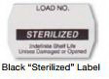 Picture of Pre-Printed Label Advisory Label Black Paper LOAD NO./STERILIZED/Indefinite Shelf Life/Unless Damaged or Opened Black Sterilization LabelURL-012-K
