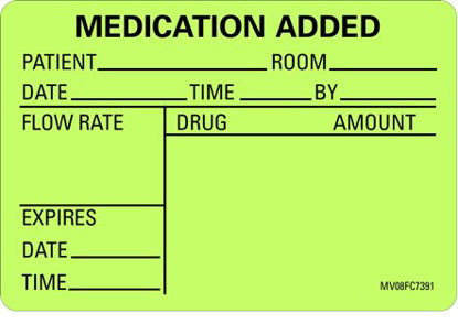 Picture of Pre-Printed Label Barkley® Anesthesia Label Green Paper Medication Added Black Medication Instruction 2 X 2-15/16 InchMV08FC7391