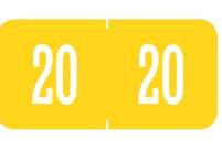 Picture of Pre-Printed Label Chart Tab Yellow 20 20 White Numeric 3/4 X 1-1/2 Inch94620