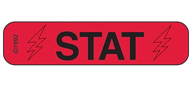 Picture of Pre-Printed Label Indeed Advisory Label Red Paper STAT Black Alert Label 3/8 X 1-5/8 Inch2127
