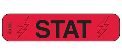 Picture of Pre-Printed Label Indeed Advisory Label Red Paper STAT Black Alert Label 3/8 X 1-5/8 Inch2127