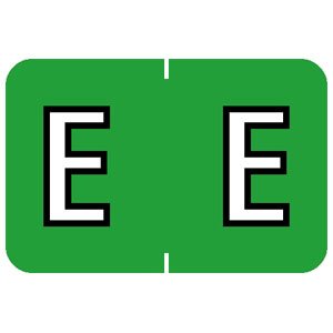Picture of Pre-Printed Label Chart Tab Light Green E | E Black / White Alpha Series 1 Inch71625