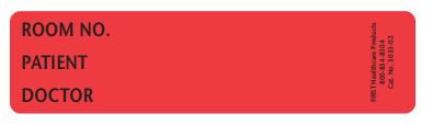 Picture of Pre-Printed Label Communication Fill In Red Room No_Paitent_Doctor_ Black Patient Information 1-3/8 X 5-3/8 Inch5033-05