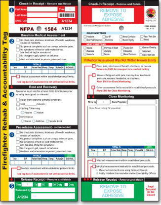 Picture of Inspection Tag Fire Fighter Rehab Tag Multi Colors 50 per CaseDMS-05986