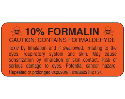 Picture of Pre-Printed Label Shamrock Warning Label Orange 10% FORMALIN Black Biohazard 1 x 2-1/4 InchUPCR-6046