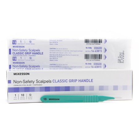 Picture of Scalpel McKesson No. 15 Stainless Steel / Plastic Classic Grip Handle Sterile Disposable16-63815