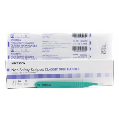 Picture of Scalpel McKesson No. 15 Stainless Steel / Plastic Classic Grip Handle Sterile Disposable16-63815