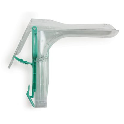 Picture of Vaginal Speculum McKesson Graves NonSterile Office Grade Acrylic Medium Double Blade Duckbill Disposable Corded Light Source Compatible16-8313