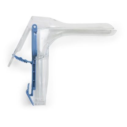 Picture of Vaginal Speculum McKesson Graves NonSterile Office Grade Acrylic Small Double Blade Duckbill Disposable Corded Light Source Compatible16-8312