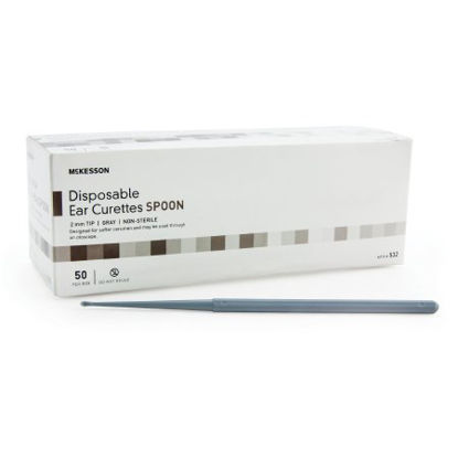Picture of Ear Curette McKesson Single-ended Handle with Grooves 2 mm Tip Cup Tip532