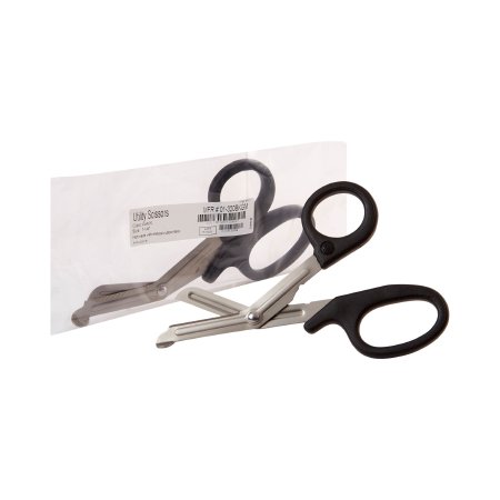 Picture of Utility Scissors McKesson 7-1/4 Inch Length Office Grade Stainless Steel / Plastic NonSterile Finger Ring Handle Angled Blunt Tip / Blunt Tip01-320BKGM