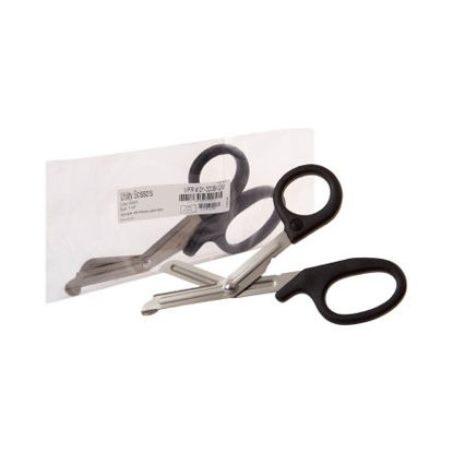 Picture of Utility Scissors McKesson 7-1/4 Inch Length Office Grade Stainless Steel / Plastic NonSterile Finger Ring Handle Angled Blunt Tip / Blunt Tip01-320BKGM