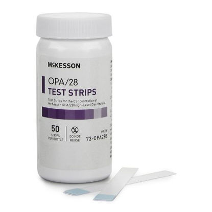 Picture of OPA Concentration Indicator McKesson OPA/28 Pad 50 Test Strips Bottle Single Use73-OPA28B