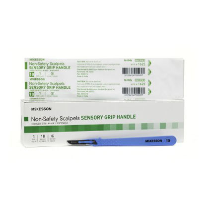 Picture of Scalpel McKesson No. 10 Stainless Steel / Plastic Sensory Grip Handle Sterile Disposable1625
