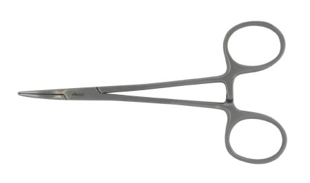 Picture of Hemostatic Forceps McKesson Argent™ Halsted-Mosquito 5 Inch Length Surgical Grade Stainless Steel NonSterile Ratchet Lock Finger Ring Handle Curved43-1-431