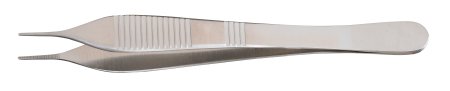 Picture of Dressing Forceps McKesson Argent™ Adson 4-3/4 Inch Length Surgical Grade Stainless Steel NonSterile NonLocking Thumb Handle Straight Serrated Tips43-1-771