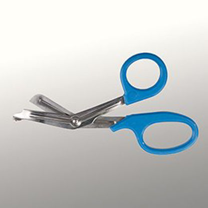 Picture of Trauma Shears McKesson Medicut™ Blue 7-1/4 Inch Length Medical Grade Stainless Steel Finger Ring Handle Blunt Tip / Blunt Tip320BMM
