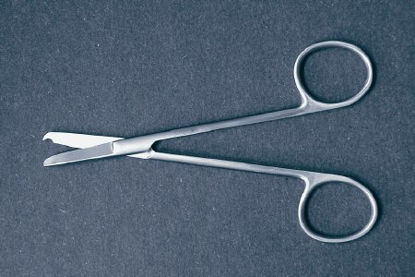 Picture of Suture Scissors McKesson Littauer 4-1/2 Inch Office Grade Stainless Steel NonSterile Finger Ring Handle Straight Blunt Tip / Blunt Tip43-2-352