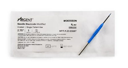 Picture of Electrosurgical Electrode McKesson Argent™ 2-3/4 Inch Coated Stainless Steel Modified Needle Tip Disposable Sterile22-ES38T