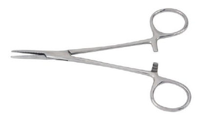 Picture of Hemostatic Forceps McKesson Halsted-Mosquito 5 Inch Length Office Grade Stainless Steel NonSterile Ratchet Lock Finger Ring Handle Straight43-2-426