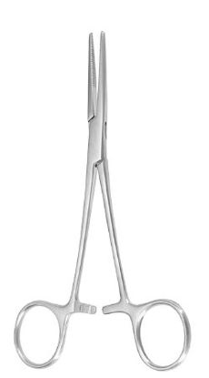 Picture of Hemostatic Forceps McKesson Argent™ Kelly 5-1/2 Inch Length Surgical Grade Stainless Steel NonSterile Ratchet Lock Finger Ring Handle Straight43-1-436