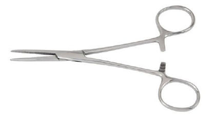 Picture of Hemostatic Forceps McKesson Crile 6-1/4 Inch Length Office Grade Stainless Steel NonSterile Ratchet Lock Finger Ring Handle Straight43-2-458