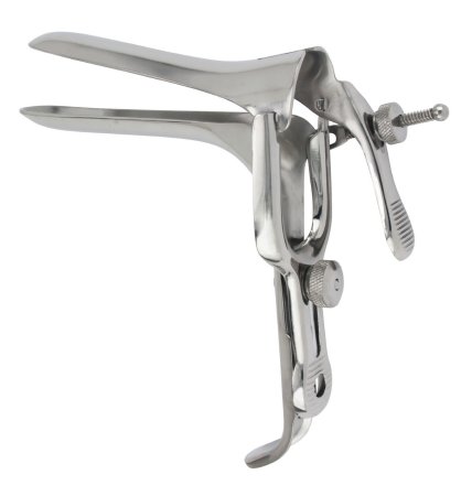 Picture of Vaginal Speculum McKesson Graves NonSterile Office Grade Stainless Steel Medium Double Blade Duckbill Reusable Without Light Source Capability43-2-312