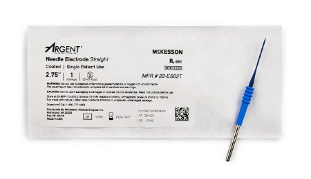 Picture of Electrosurgical Electrode McKesson Argent™ 2-3/4 Inch Coated Stainless Steel Straight Needle Disposable Sterile22-ES02T