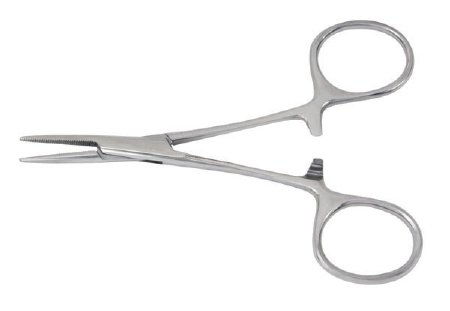 Picture of Hemostatic Forceps McKesson Hartmann-Mosquito 3-1/2 Inch Length Office Grade Stainless Steel NonSterile Ratchet Lock Finger Ring Handle Straight 1 X 1 Prongs43-2-409